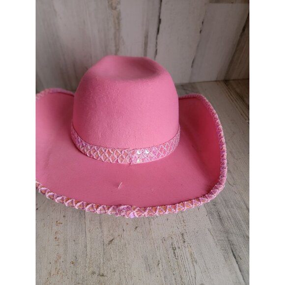 Pink sequin cowboy hat Halloween costume accessory Prop - Picture 6 of 10